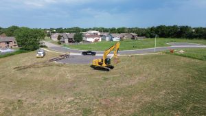 Roofing project aerial view